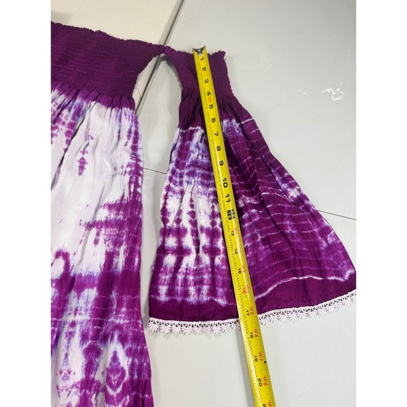 Just From Bali Purple Tie Dye Off Shoulder Bell Sleeve midi‎ Dress one size S ,M - Picture 9 of 15